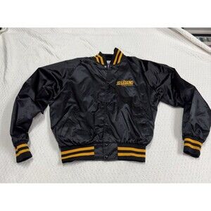 Vintage 80's Men's Size Large Spell Out NAPA Battery Satin Bomber Jacket Black
